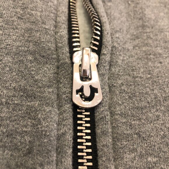 True Religion Cropped Track Jacket Full Zip Fleece Sweatshirt - Picture 5 of 12